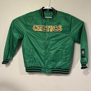 Men's Boston Celtics Green Satin Varsity Basketball Bomber Men Jacket Medium